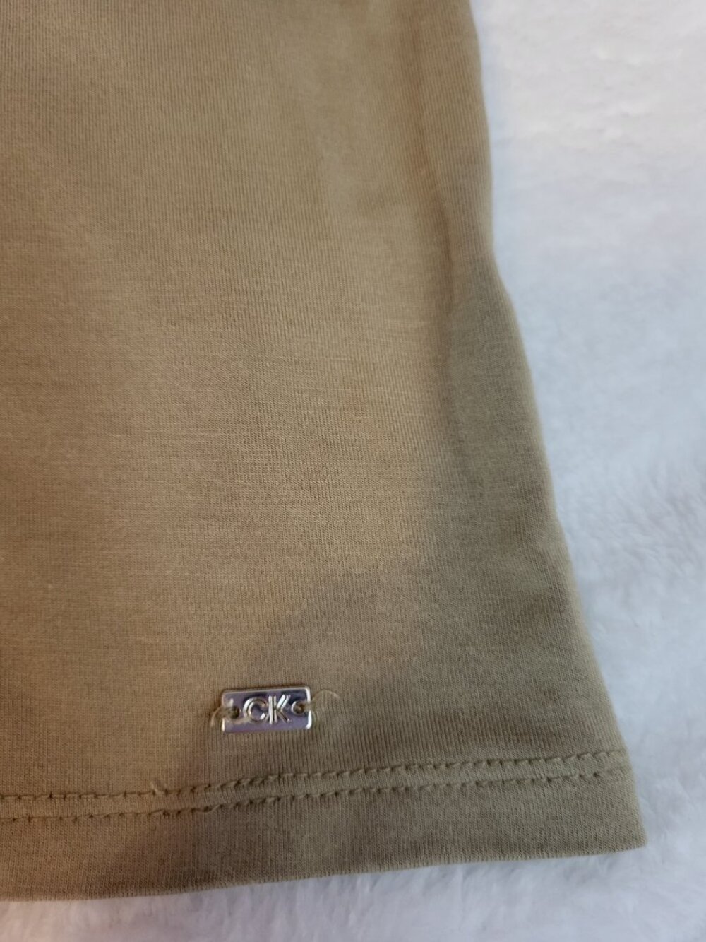 Stylish Calvin Klein Cap Sleeves Blouse. Taupe - Picture 9 of 10